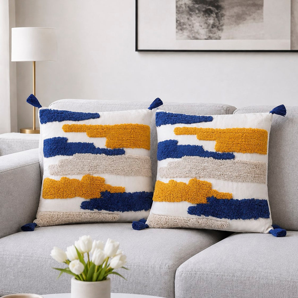 Textured Tufted Pure Cotton Cushion Covers – Set of 2