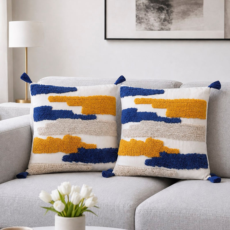 Textured Tufted Pure Cotton Cushion Covers – Set of 2