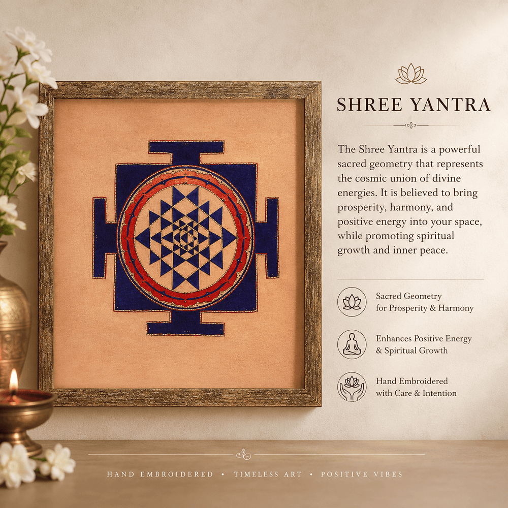 Sacred Shree Yantra – Indigo & Vermilion