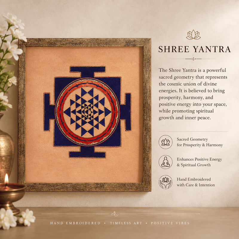 Sacred Shree Yantra – Indigo & Vermilion