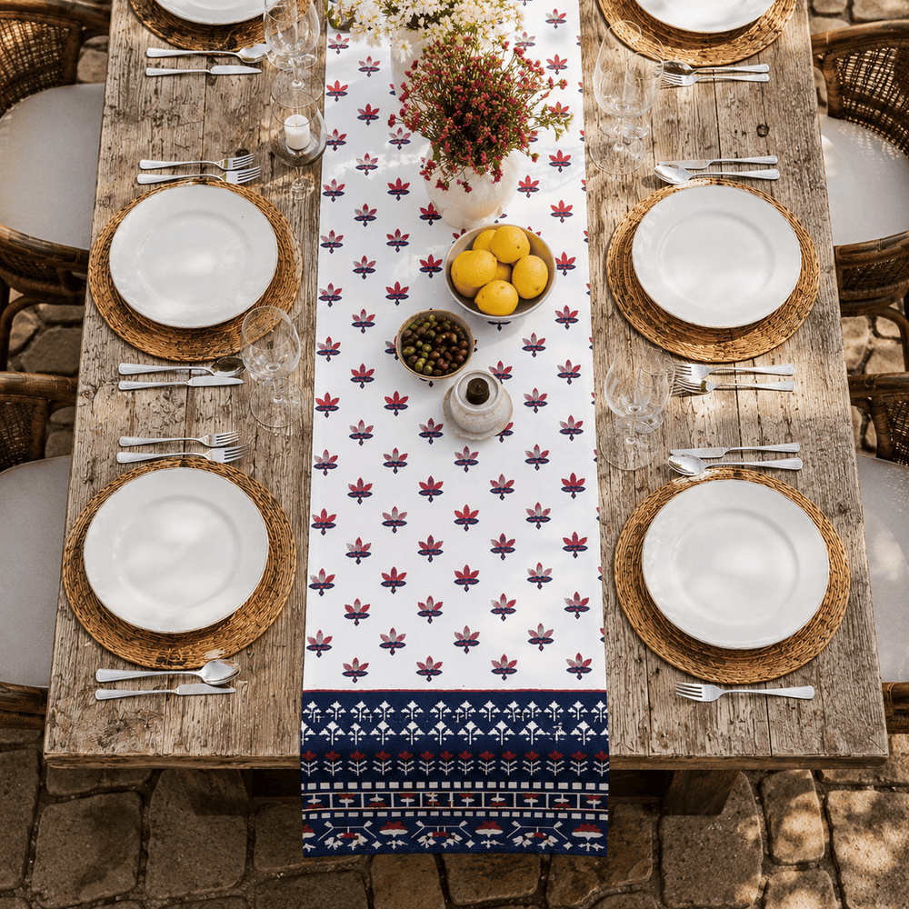 Crimson Indigo Heritage Table Runner