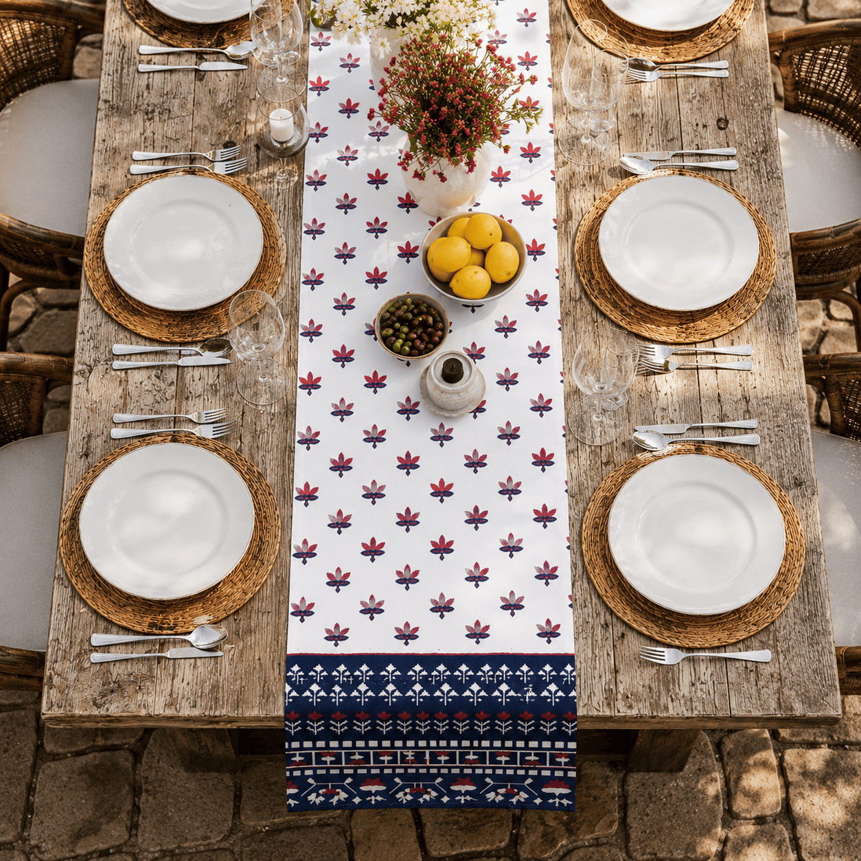 Crimson Indigo Heritage Table Runner