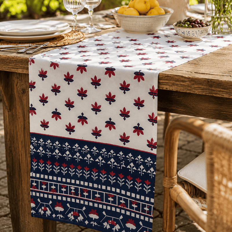 Crimson Indigo Heritage Table Runner