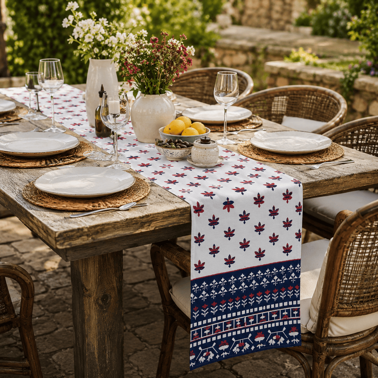 Crimson Indigo Heritage Table Runner