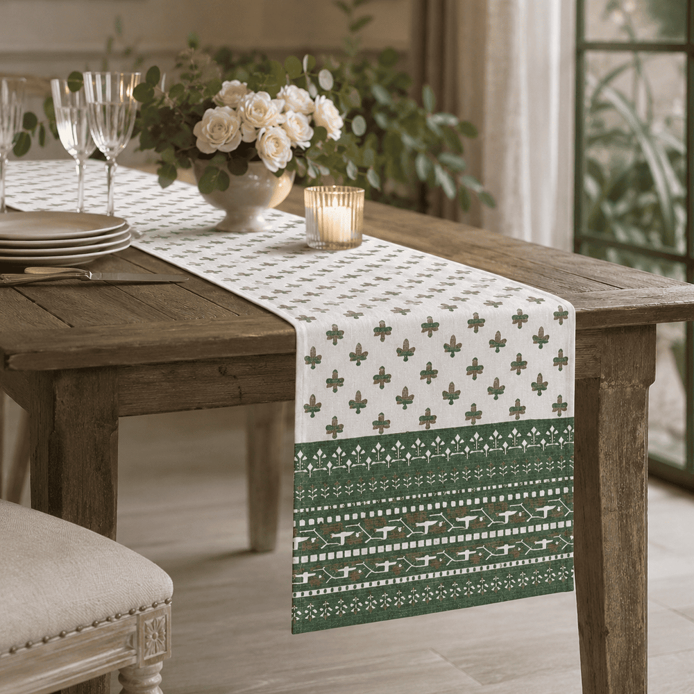 Green Garden Handcrafted Table Runner