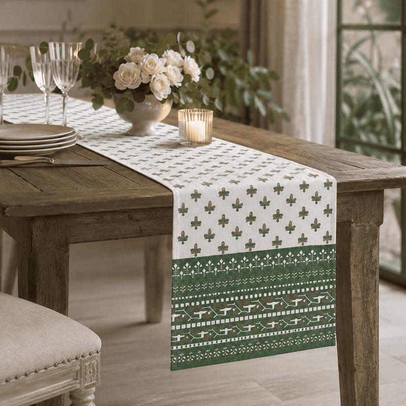 Green Garden Handcrafted Table Runner