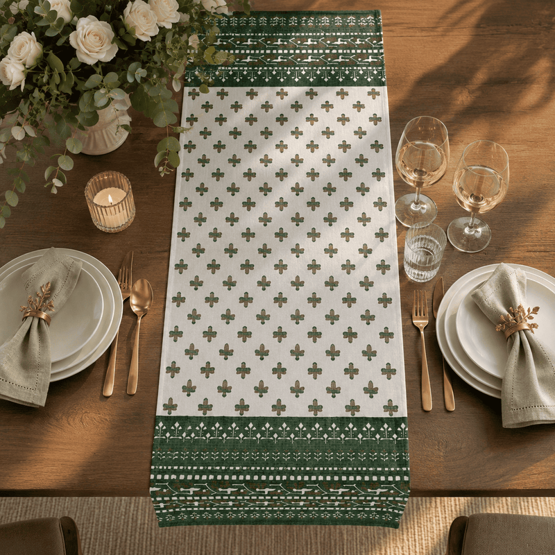 Green Garden Handcrafted Table Runner