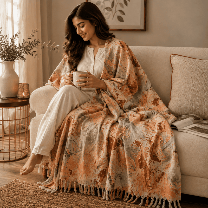 Marbel Printed Cotton Throw
