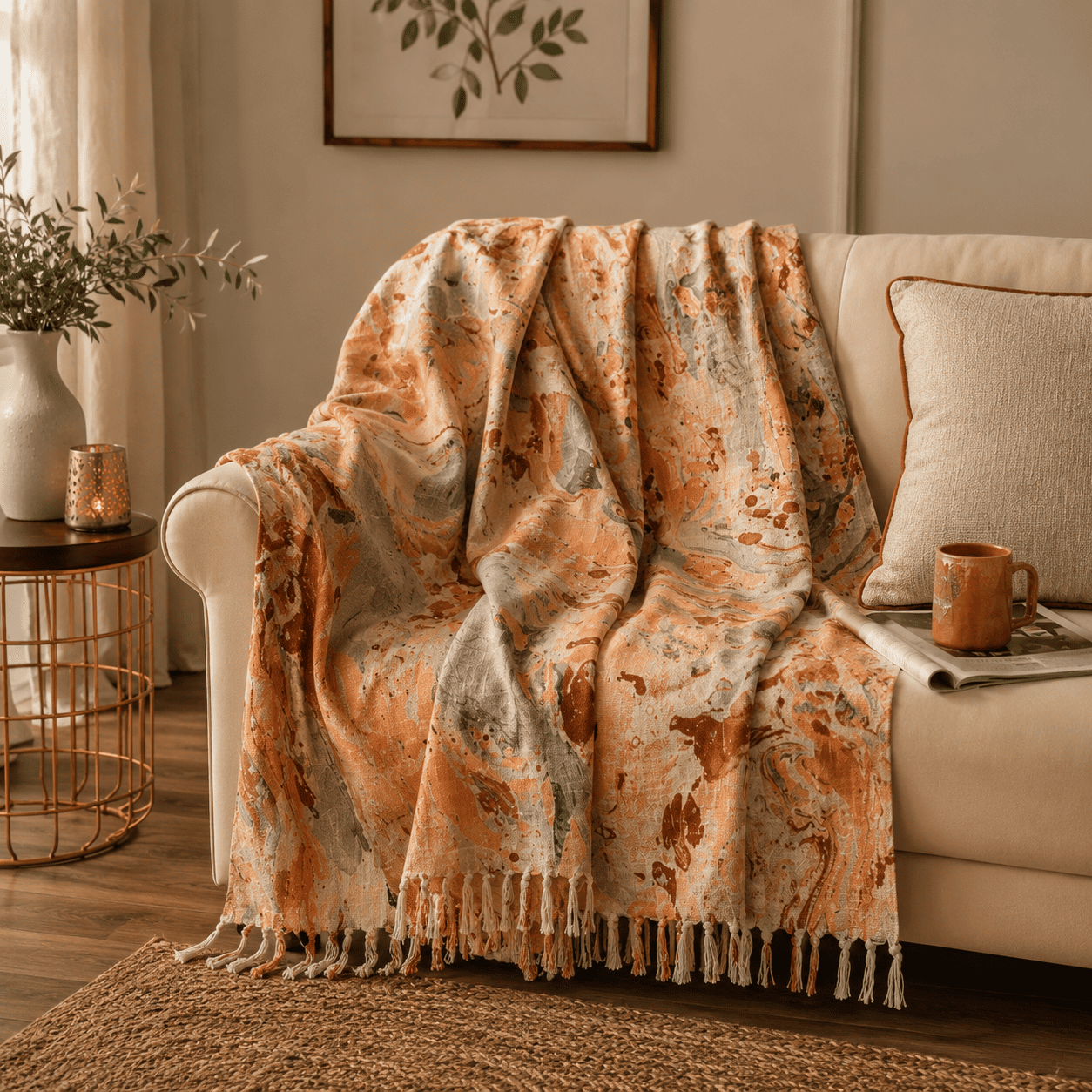 Marbel Printed Cotton Throw