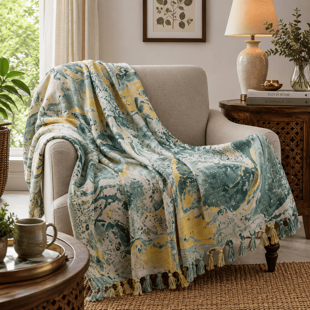 Sage Botanica Heritage Marbel Throw