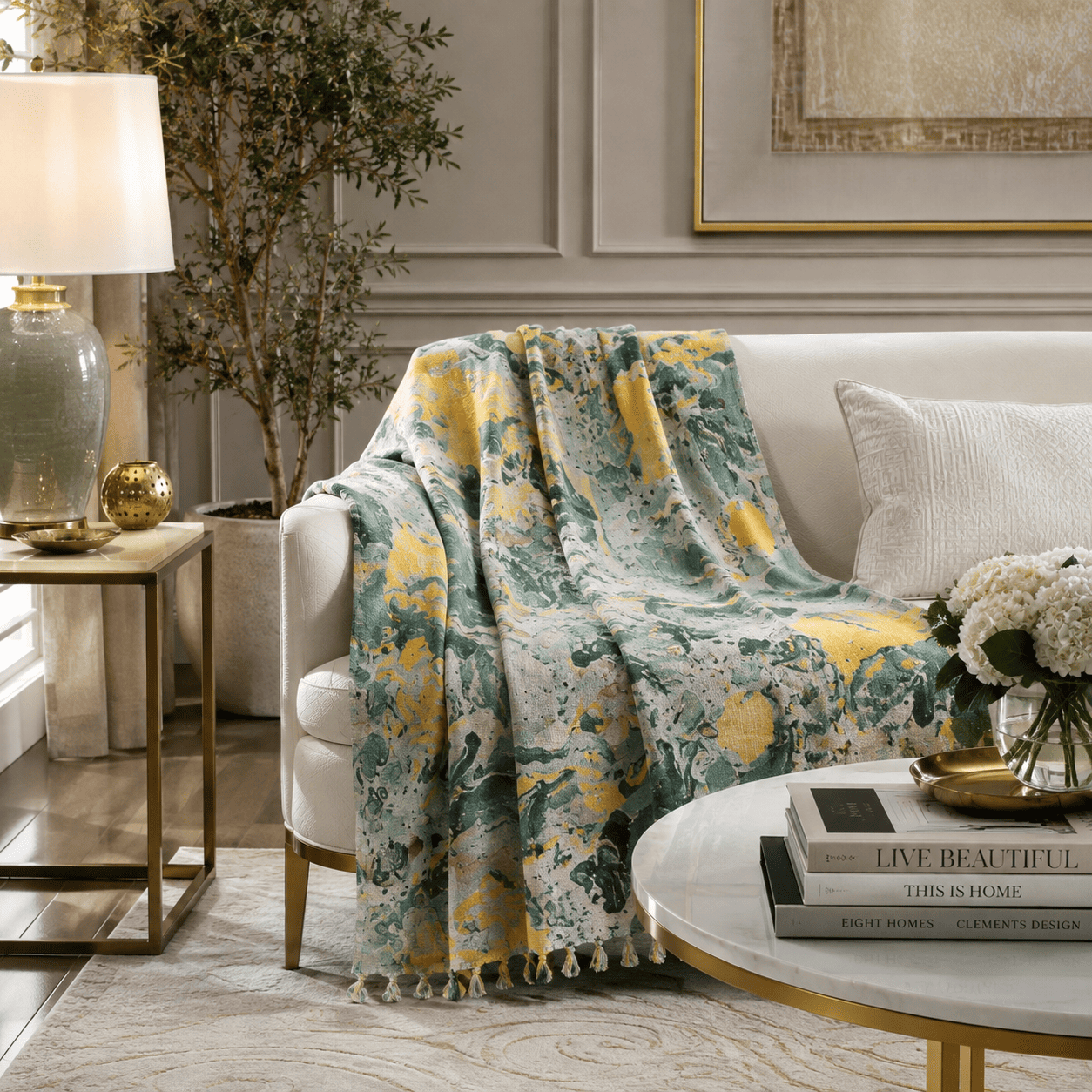 Sage Botanica Heritage Marbel Throw