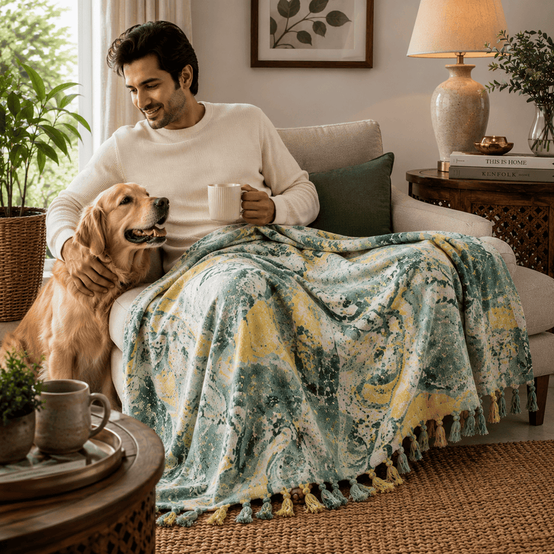 Sage Botanica Heritage Marbel Throw