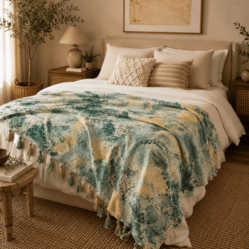 Sage Botanica Heritage Marbel Throw