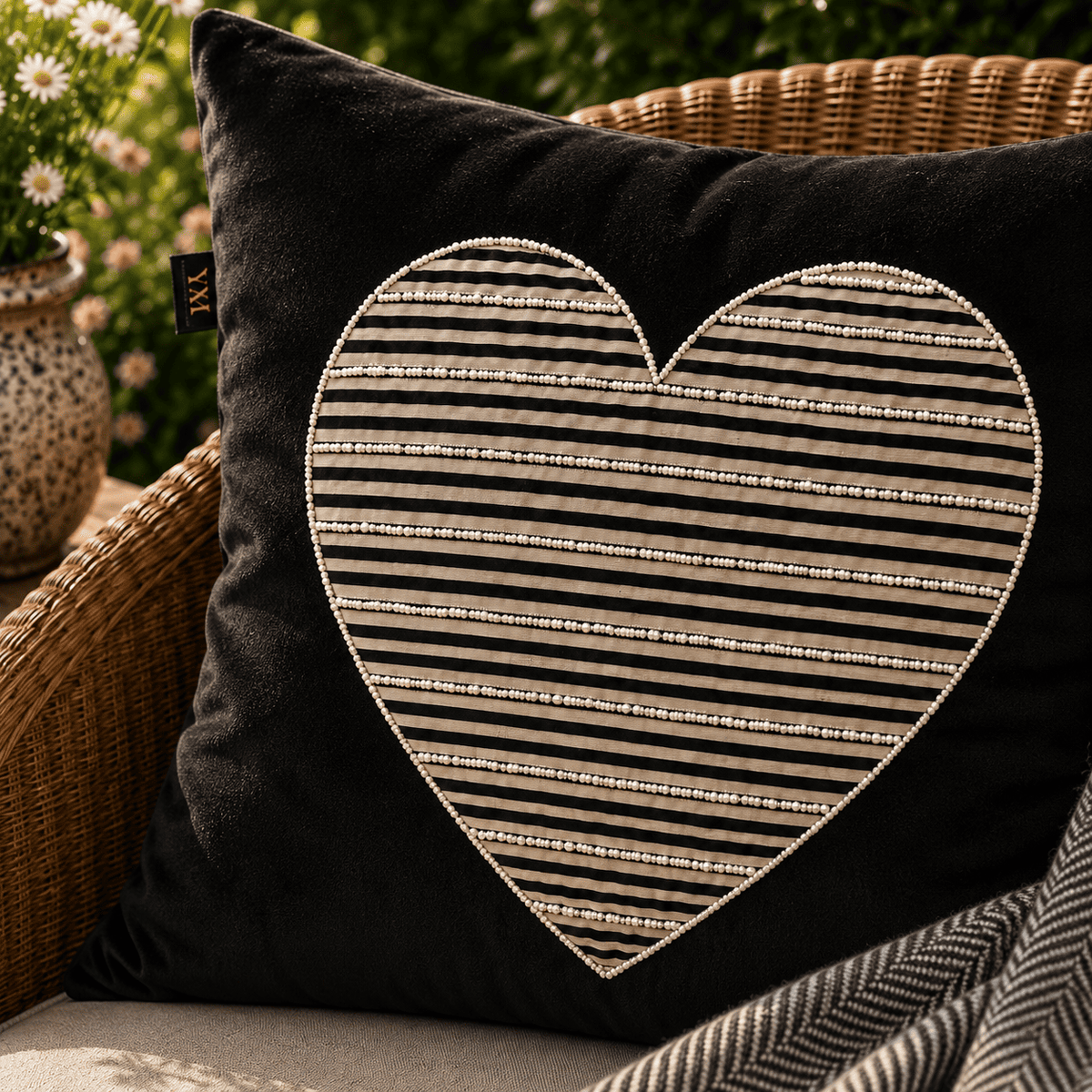 Velvet Heart – Hand Embroidered Designer Cushion Cover