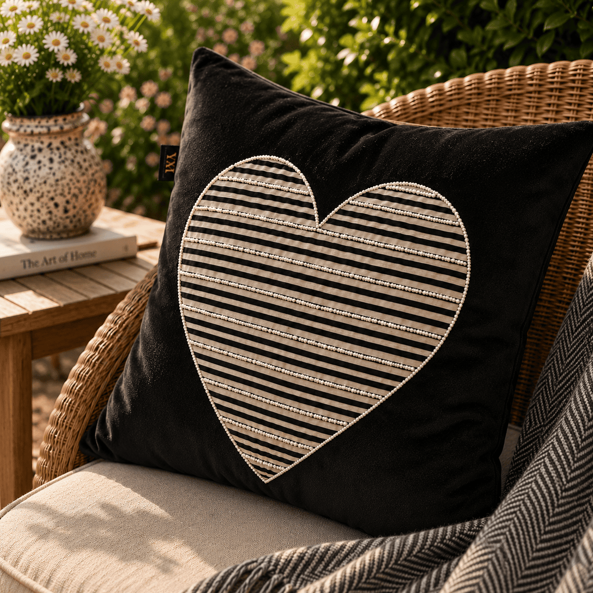 Velvet Heart – Hand Embroidered Designer Cushion Cover