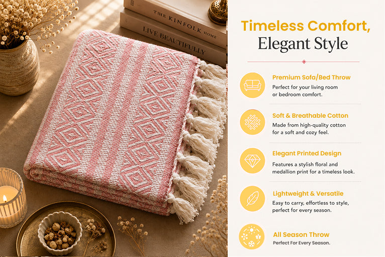 Blush Diamond Handwoven Cotton Throw