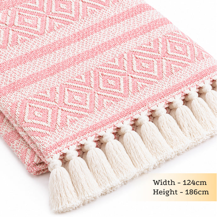 Blush Diamond Handwoven Cotton Throw