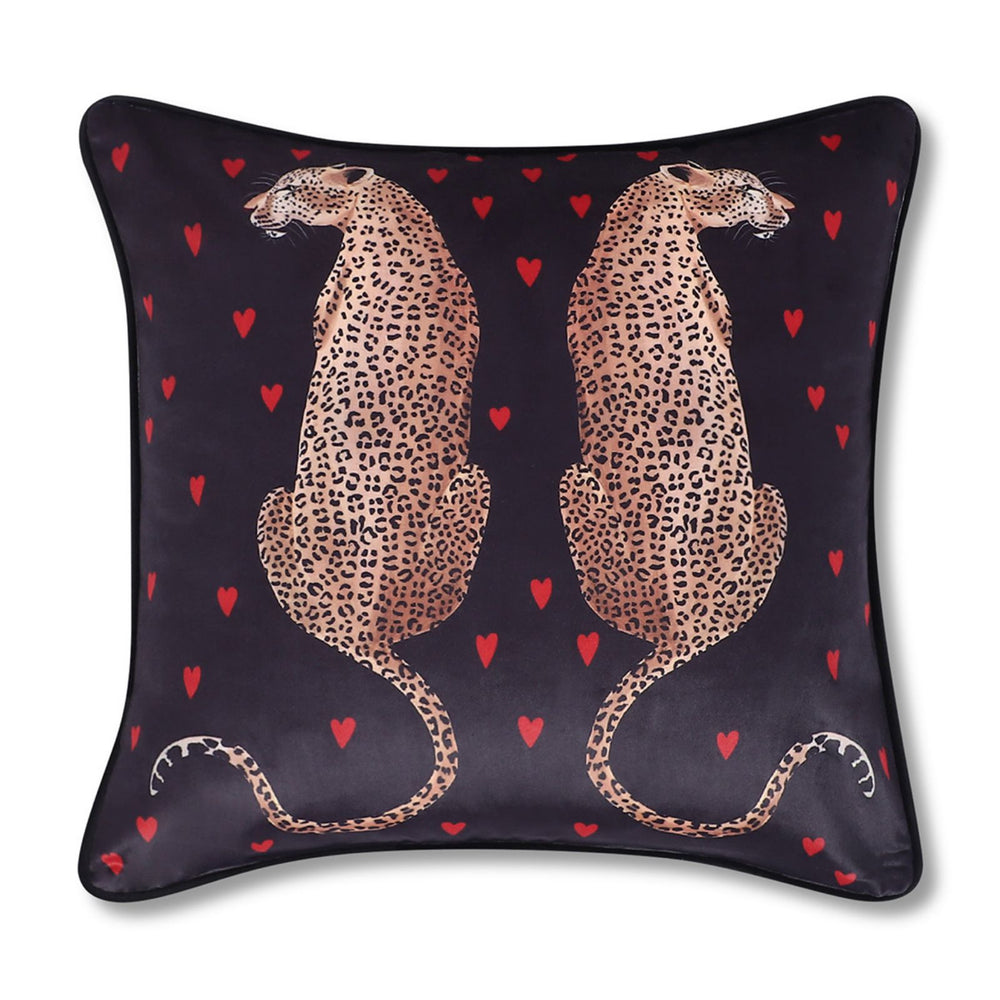 Black Velvet Twin Leopard Cushion Cover