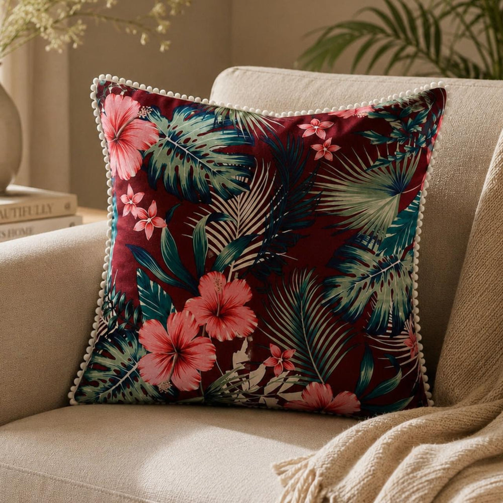 Chocolate Brown Herringbone Cushion Covers Set of 2 | Self-Weaved Textured Cushions with Fringe Edging