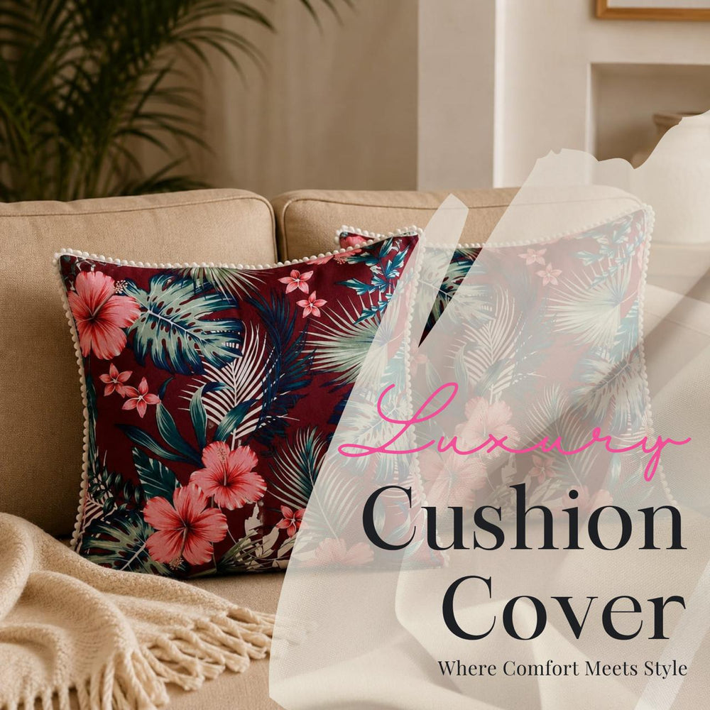 Chocolate Brown Herringbone Cushion Covers Set of 2 | Self-Weaved Textured Cushions with Fringe Edging