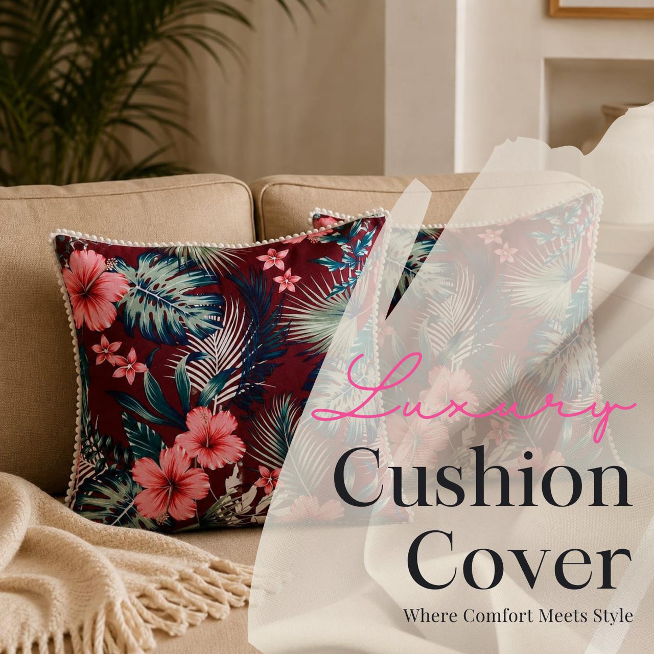 Chocolate Brown Herringbone Cushion Covers Set of 2 | Self-Weaved Textured Cushions with Fringe Edging