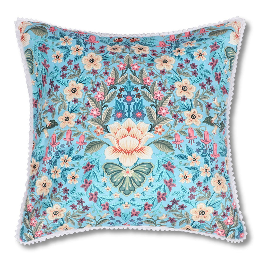 Blue Floral Velvet Cushion Covers – Set of 2