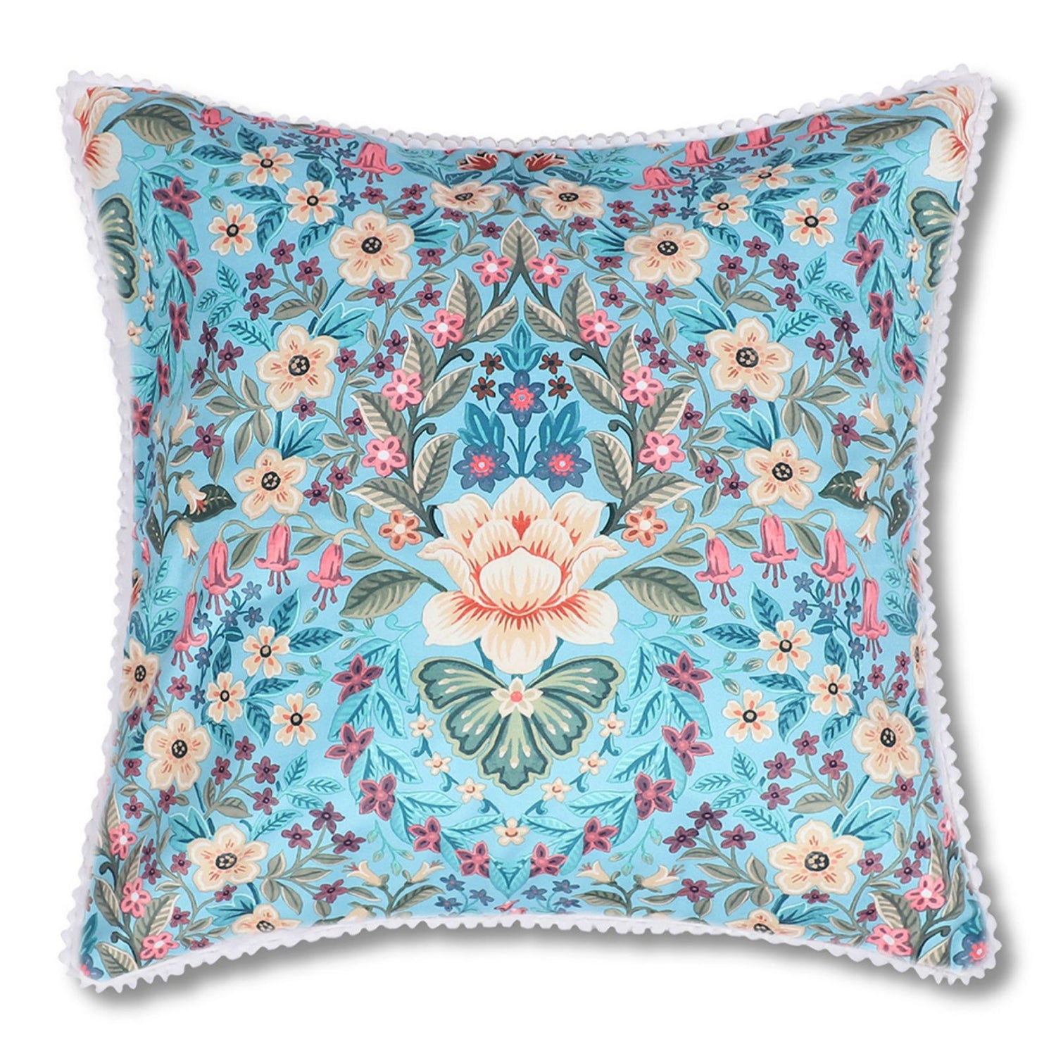 Blue Floral Velvet Cushion Covers – Set of 2