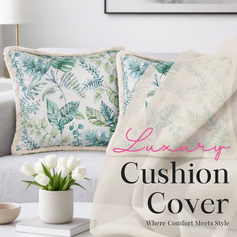 Botanical Green Velvet Cushion Covers – Set of 2
