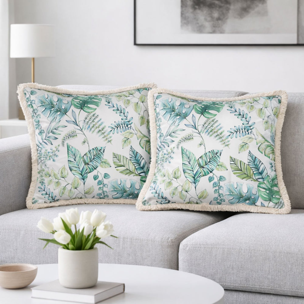 Botanical Green Velvet Cushion Covers – Set of 2