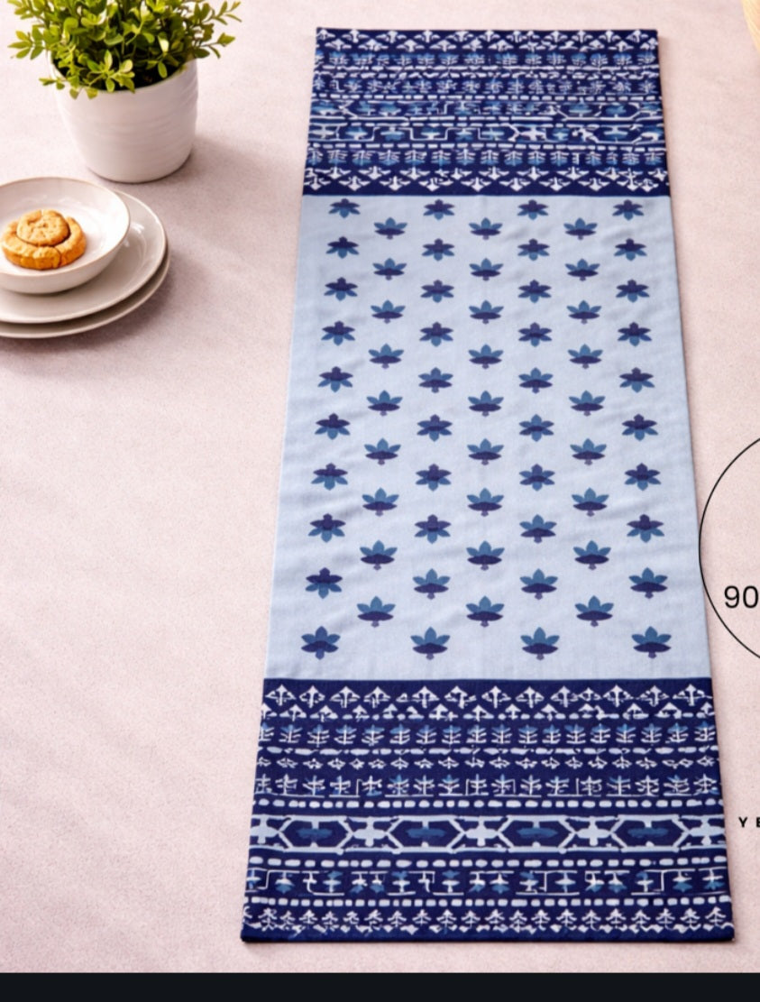 Indigo Bloom Handcrafted Table Runner