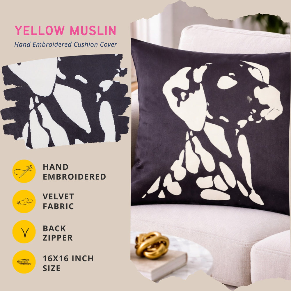 Black & White Dog Cushion Cover