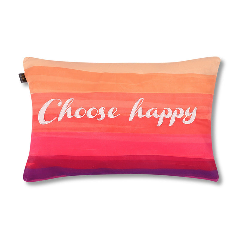 Multicolour Velvet “Choose Happy” Cushion Cover