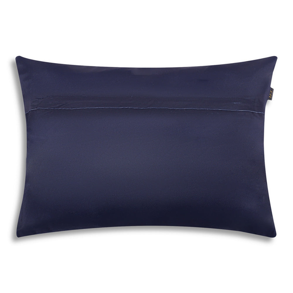Navy Blue Velvet “Home” Embroidered Cushion Cover