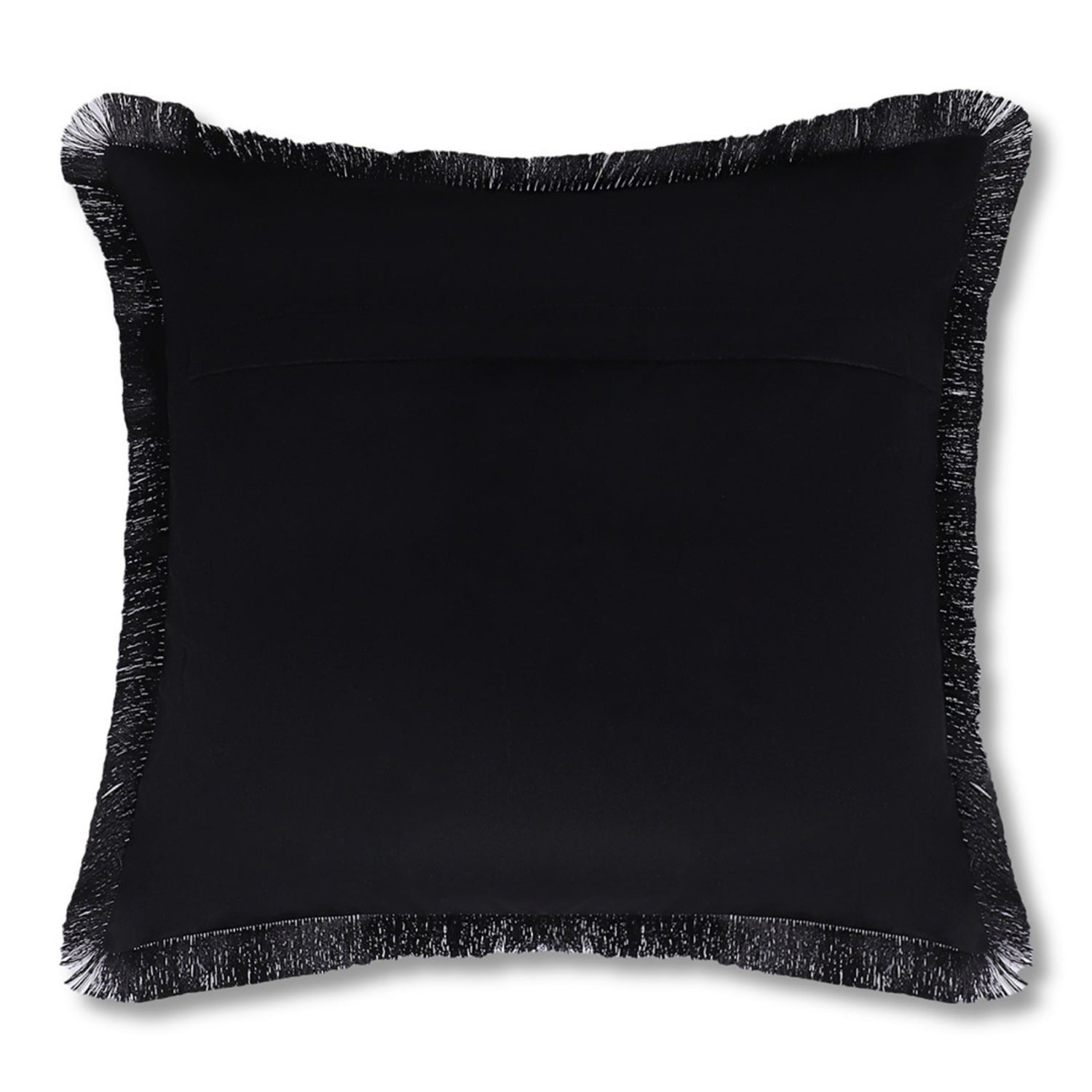 Tropical Tiger Embroidered Velvet Cushion Cover with Black Fringe