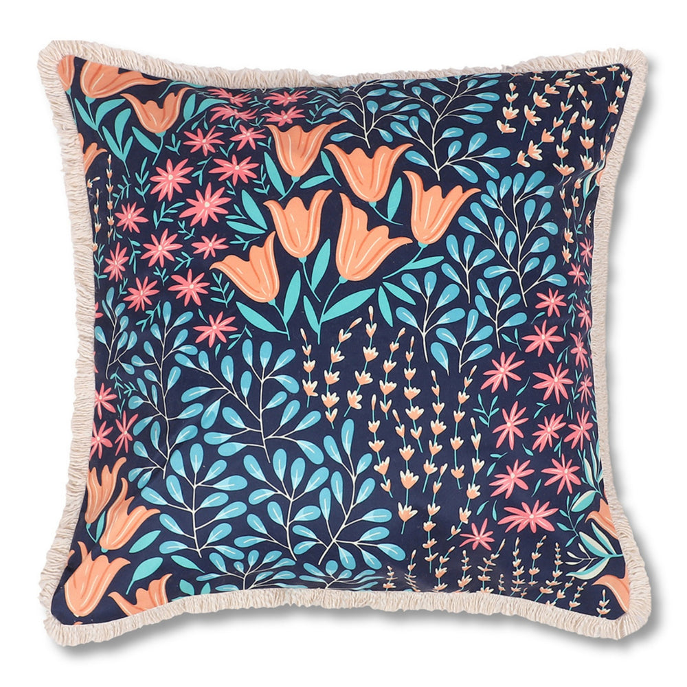 Navy Floral Velvet Cushion Covers – Set of 2