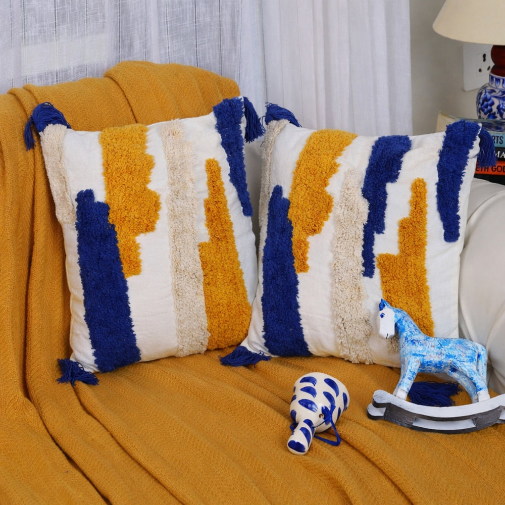 Textured Tufted Pure Cotton Cushion Covers – Set of 2