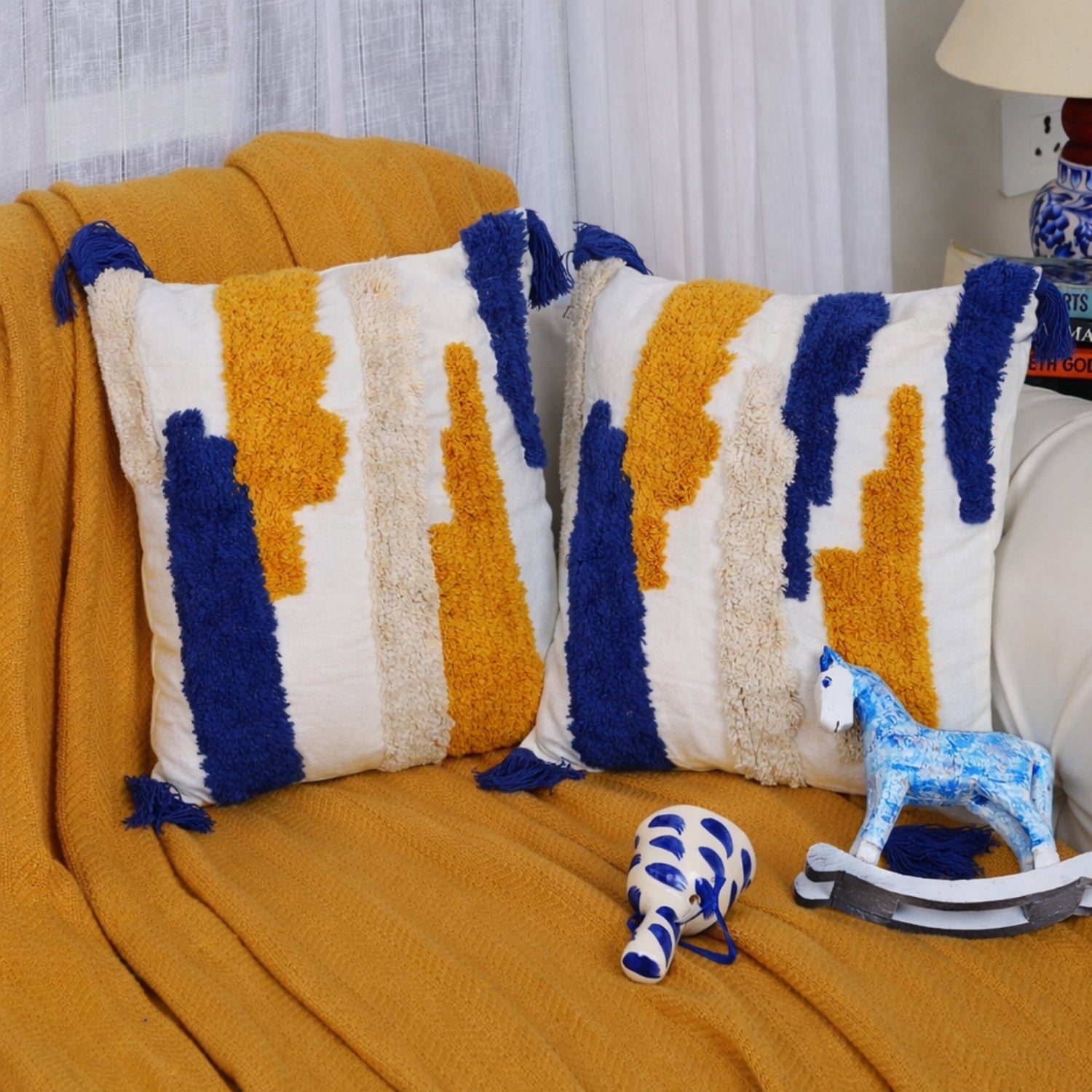 Textured Tufted Pure Cotton Cushion Covers – Set of 2