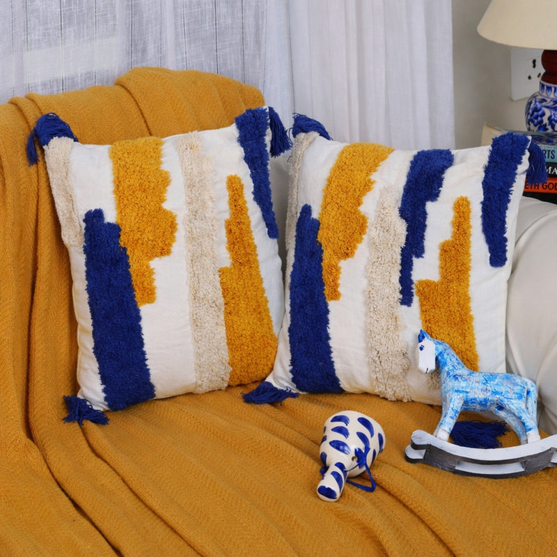 Textured Tufted Pure Cotton Cushion Covers – Set of 2