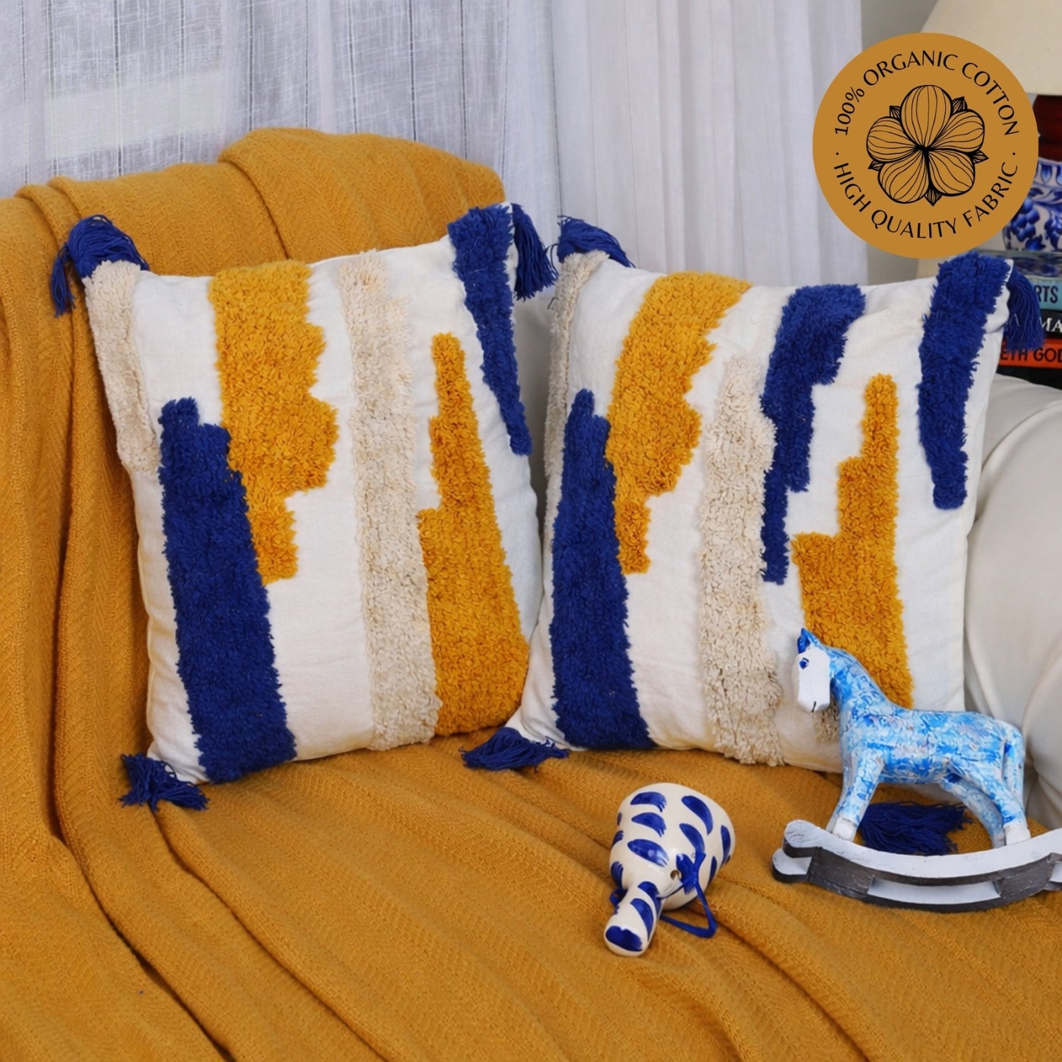 Textured Tufted Pure Cotton Cushion Covers – Set of 2