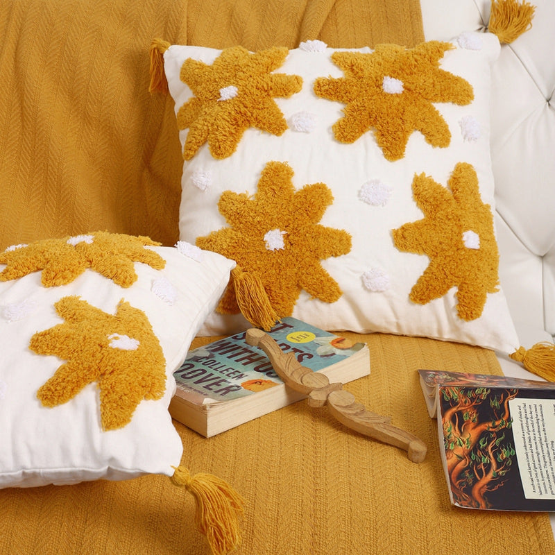 Hand Tufted Daisy Cotton Cushion Covers – Set of 2