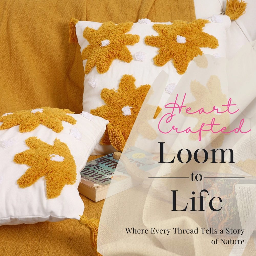 Hand Tufted Daisy Cotton Cushion Covers – Set of 2