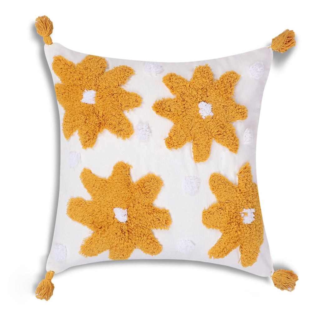 Hand Tufted Daisy Cotton Cushion Covers – Set of 2