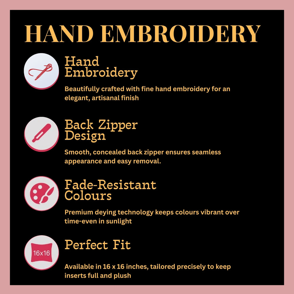 Country Chic Cow & Stripe Hand Embroidered Velvet Cushion Covers – Set of 3