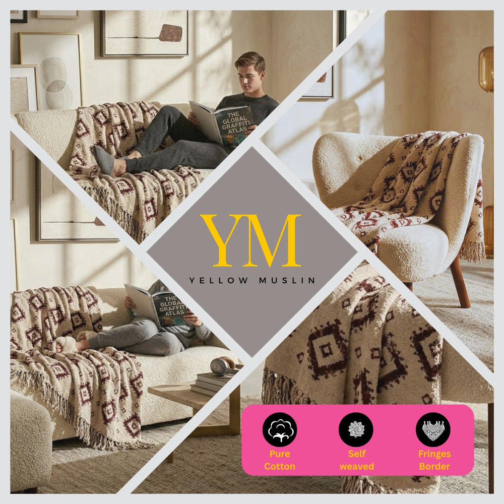 Burgundy Ikat-Inspired Throw