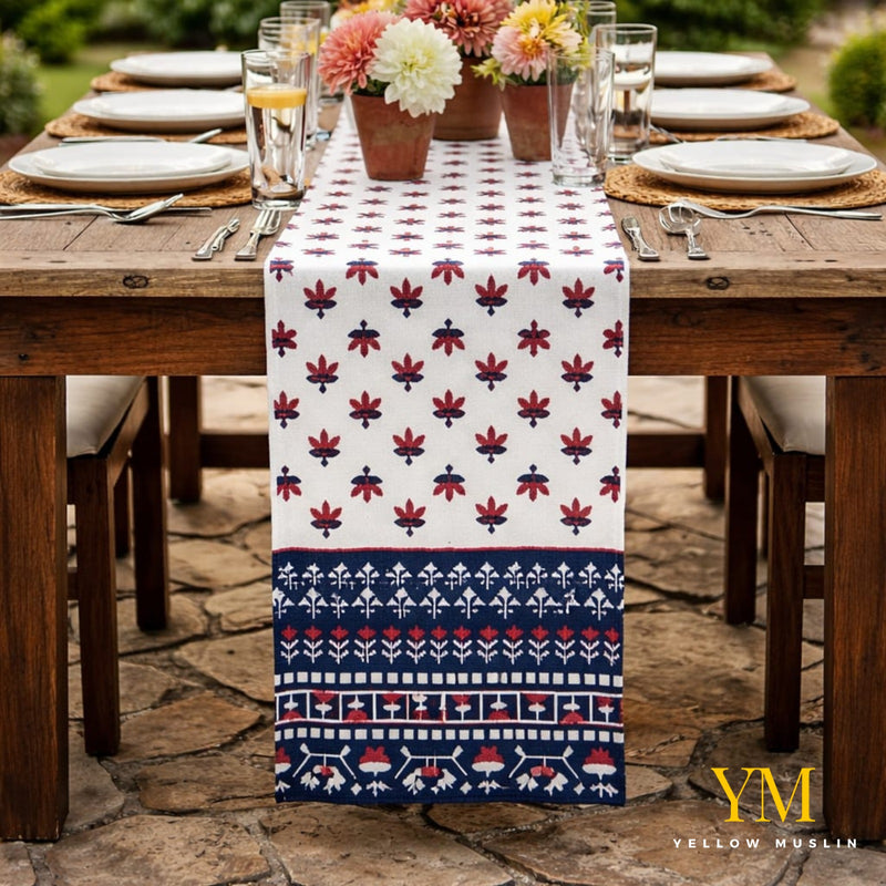 Crimson Indigo Heritage Table Runner