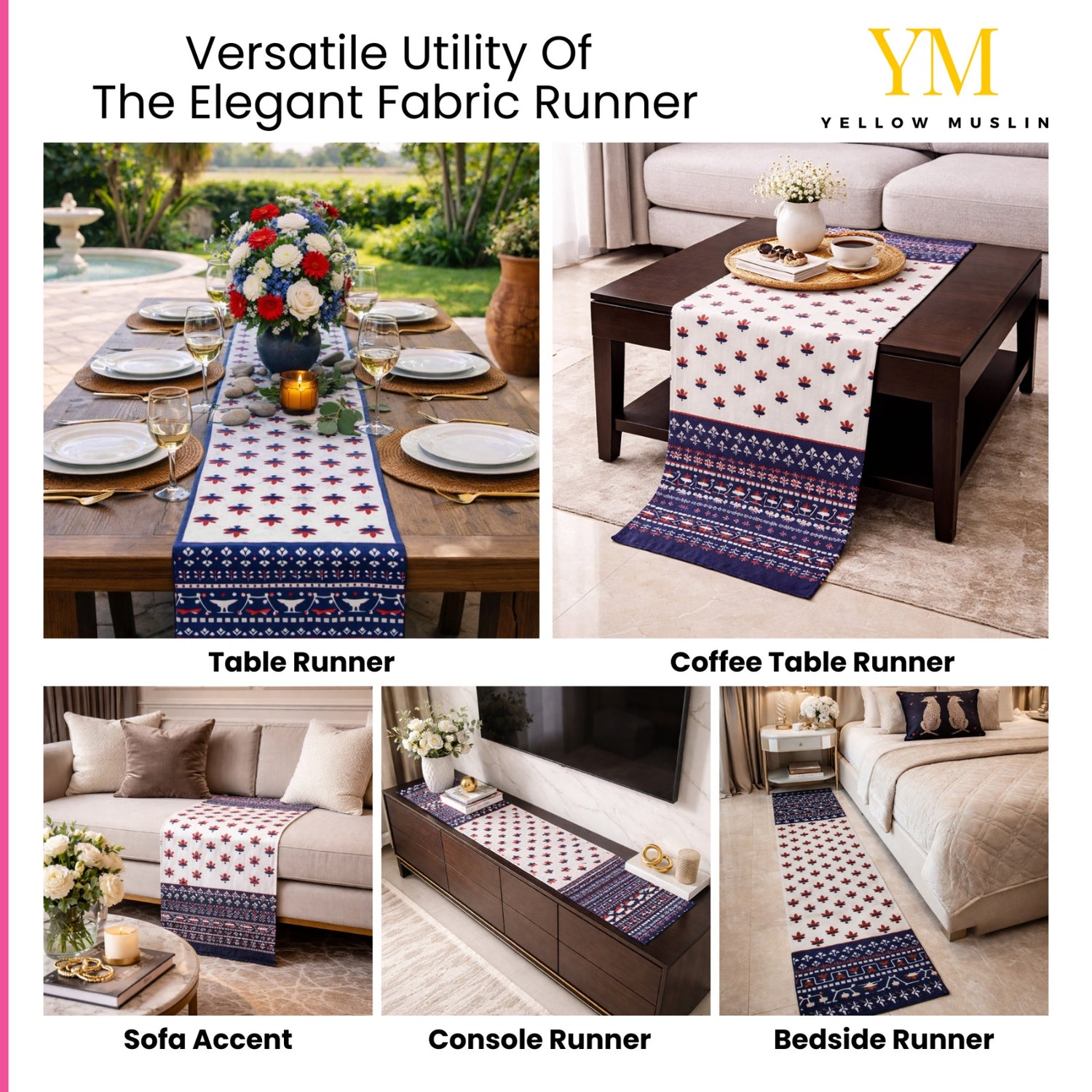 Crimson Indigo Heritage Table Runner