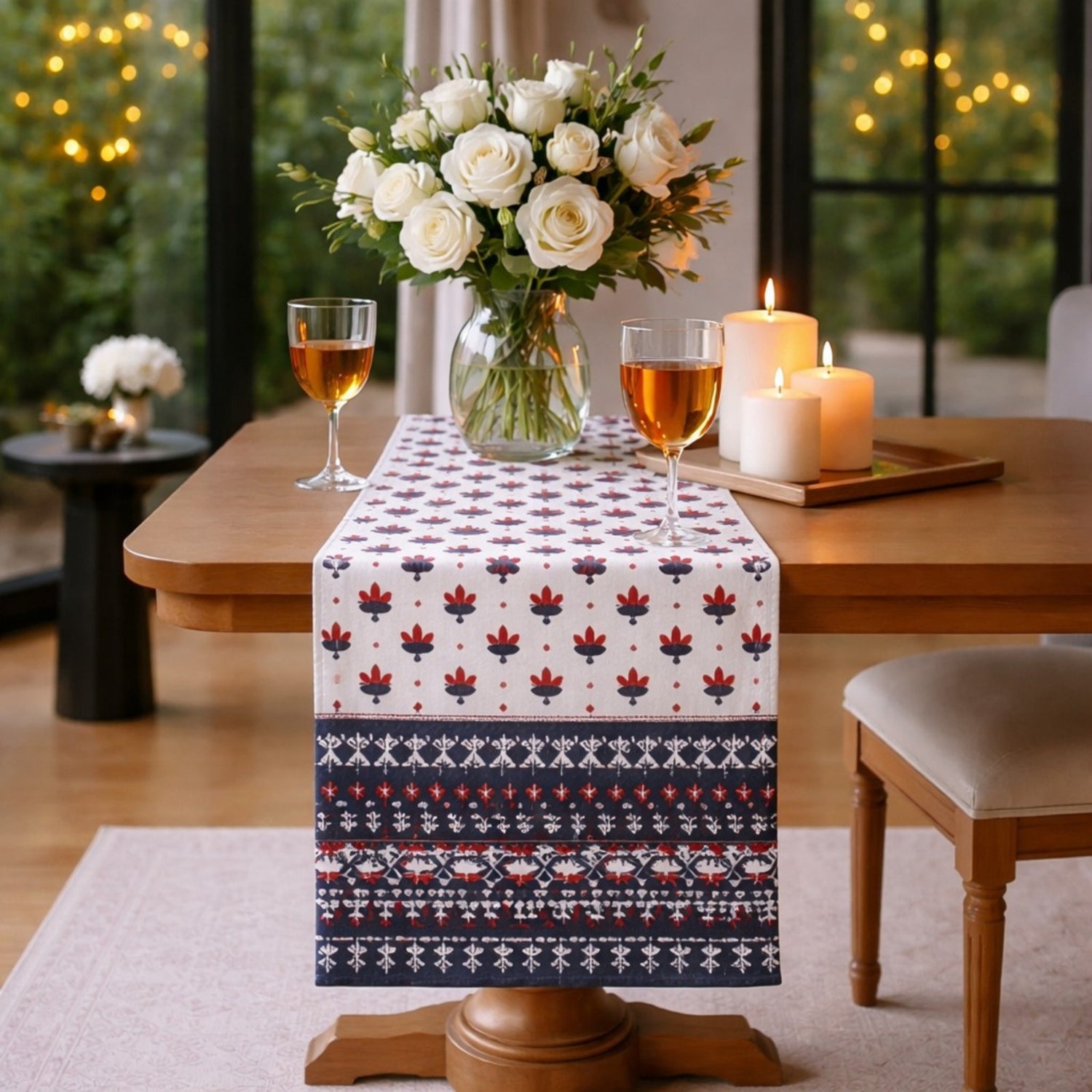 Crimson Indigo Heritage Table Runner