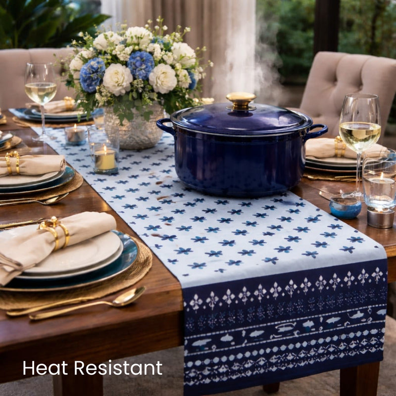 Indigo Bloom Handcrafted Table Runner