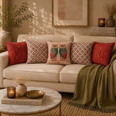 The Heritage Edit – Handcrafted owl Cushion Collection – Set of 5