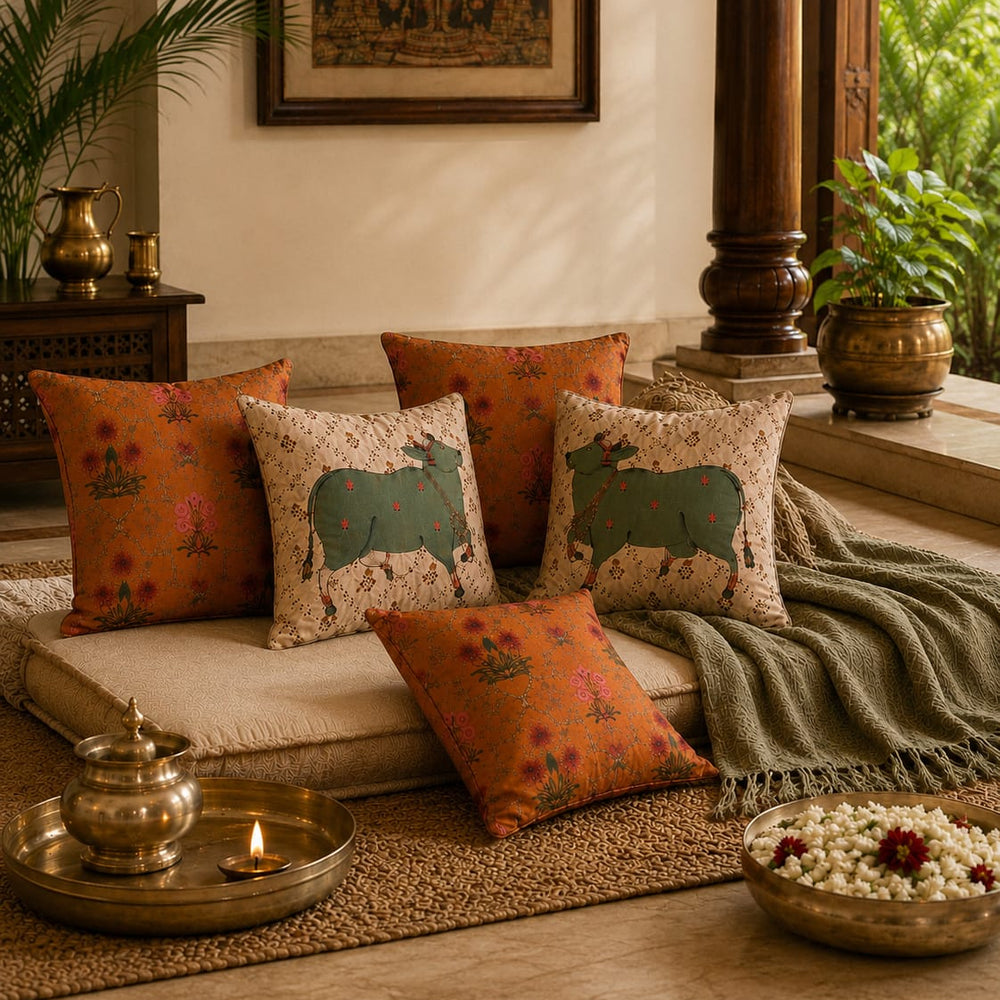 The Nandi Collection – Hand Embroidered Cushion Covers – Set of 5